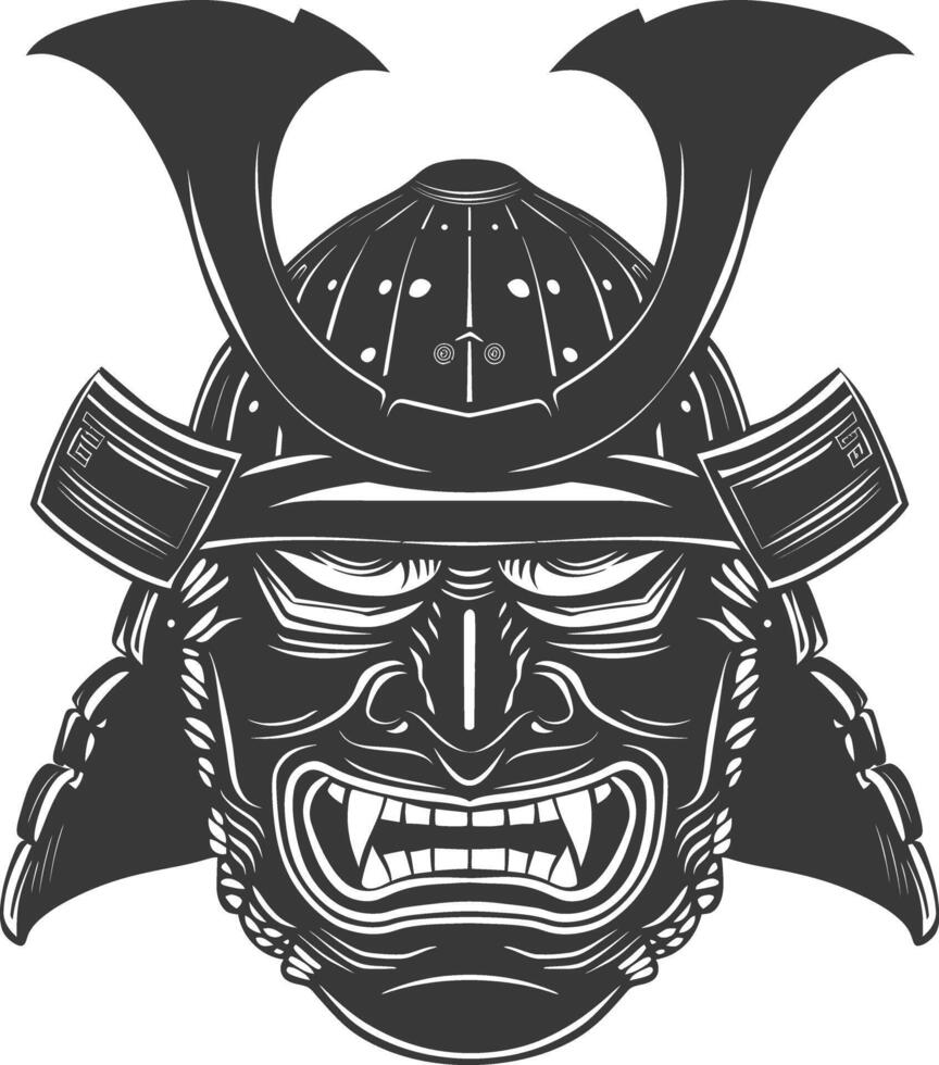 ai generado silueta japonés tradicional máscara samurai máscara negro color solamente vector