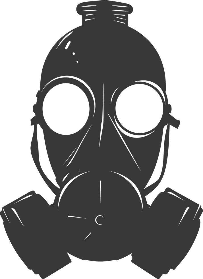 AI generated Silhouette gas mask black color only vector