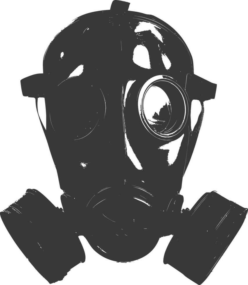 AI generated Silhouette gas mask black color only vector