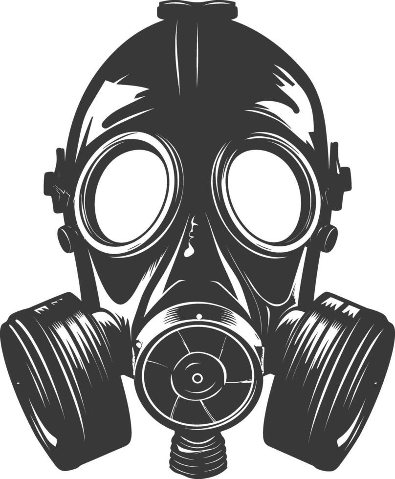 AI generated Silhouette gas mask black color only vector