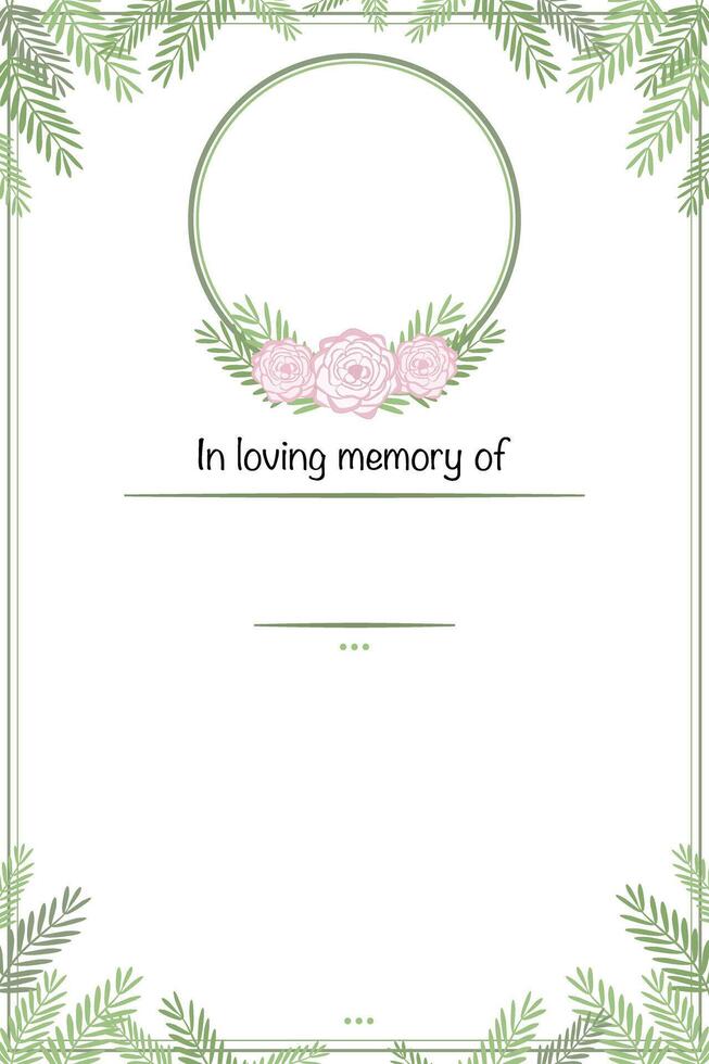 Vector - Beautiful horizontal invitation memorial card. Border or frame with rose. Rest in peace.