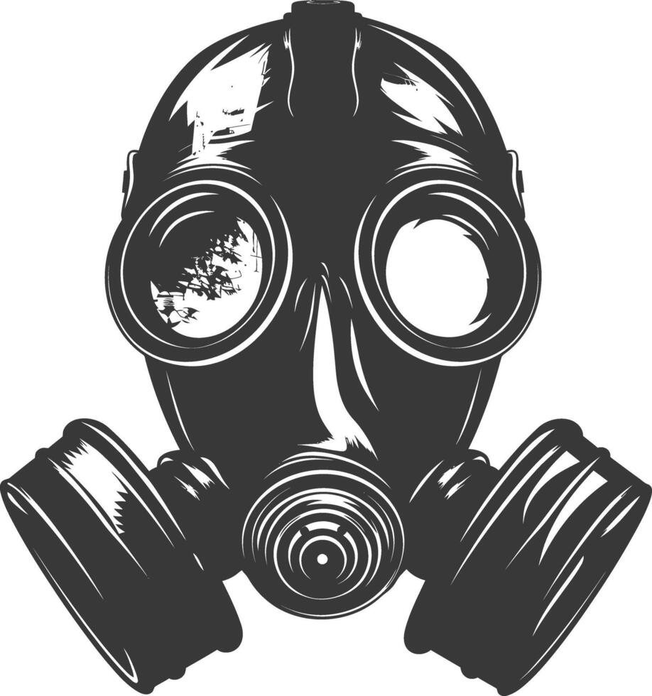 AI generated Silhouette gas mask black color only vector