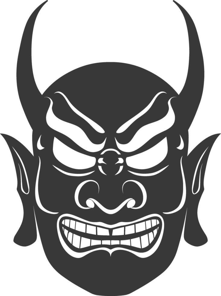 AI generated Silhouette Japanese Traditional Mask Hannya Mask black color only vector