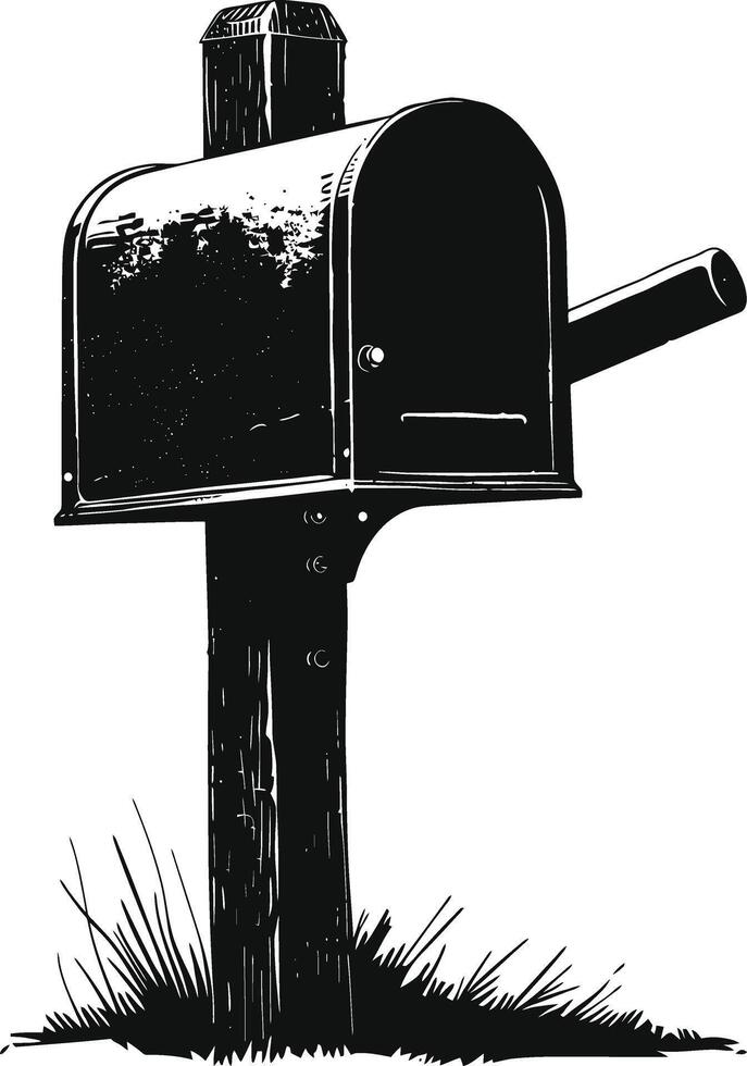 AI generated Silhouette mailbox black color only full vector