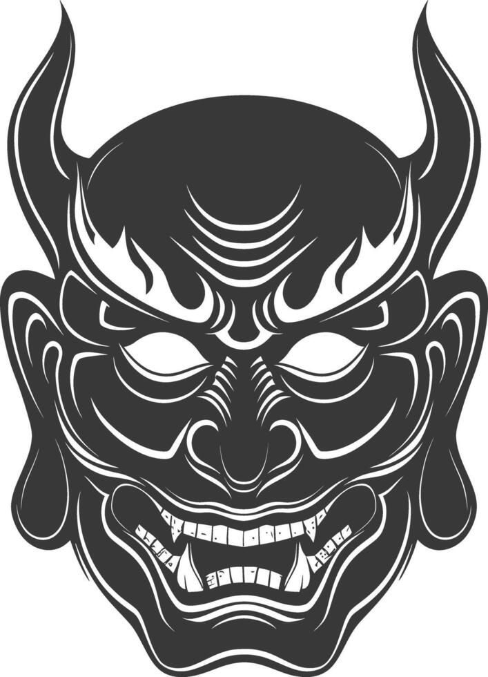 AI generated Silhouette Japanese Traditional Mask Hannya Mask black color only vector