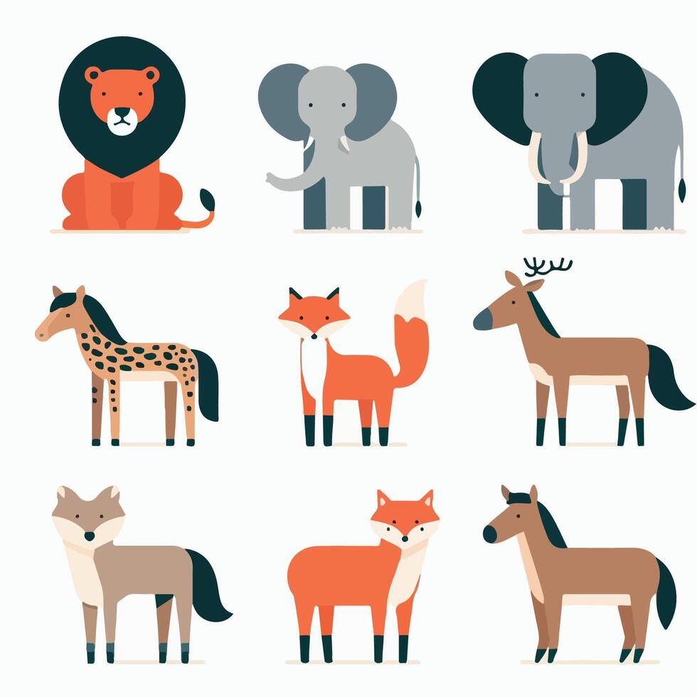 vector ilustración conjunto de animales en plano estilo. salvaje animales caracteres