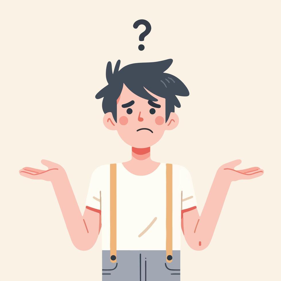 People have curious expressions and question marks are floating around their heads. flat design style vector illustration