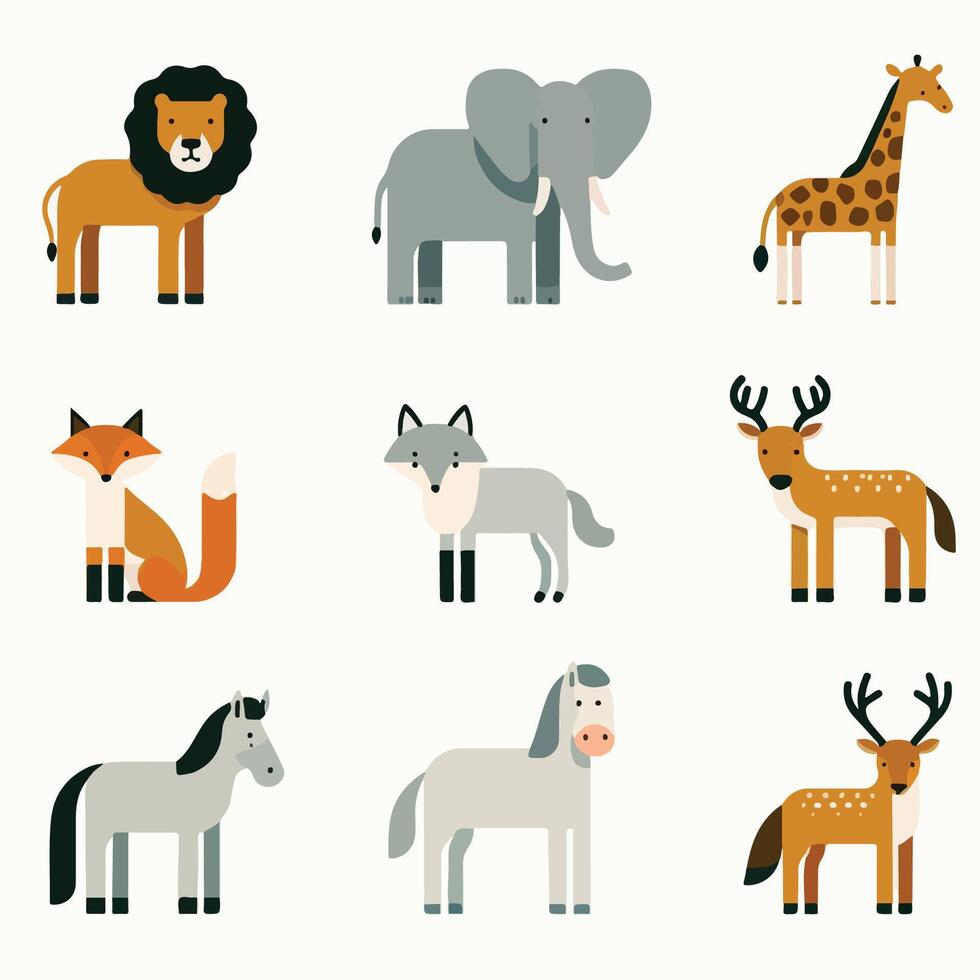 vector ilustración conjunto de animales en plano estilo. salvaje animales caracteres