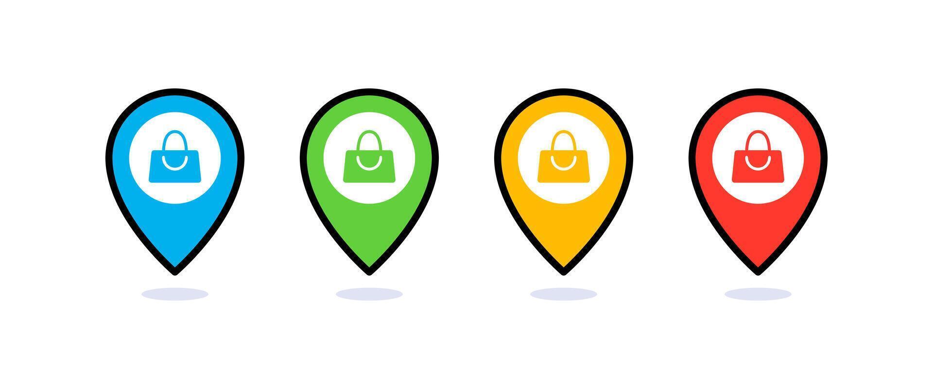 Set of Shopping Location Pins vector