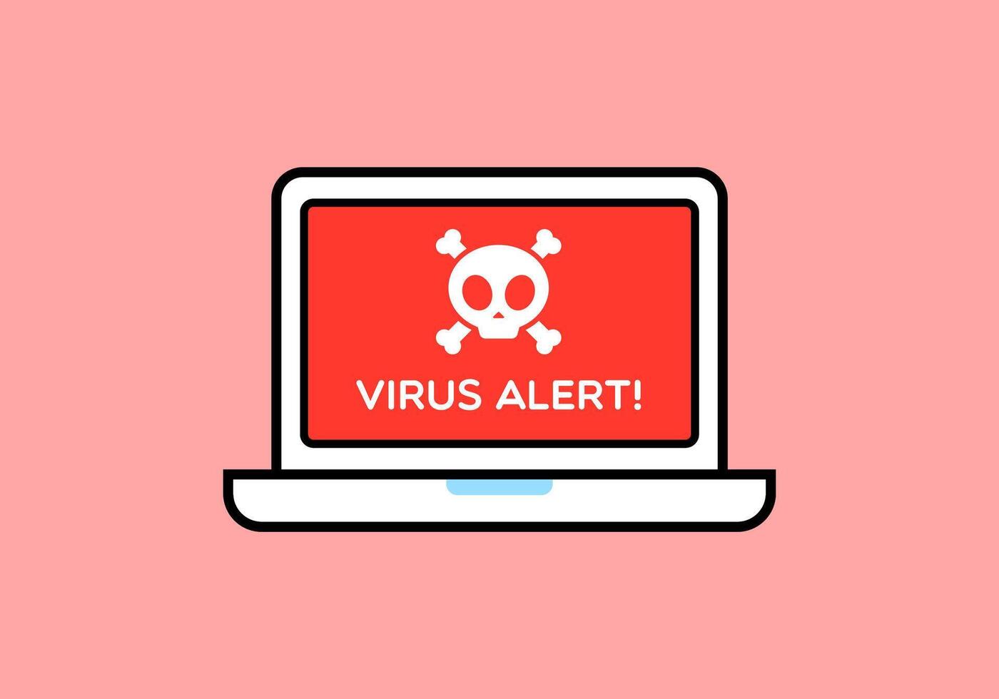 Virus Alert Laptop Flat Design Illustration vector