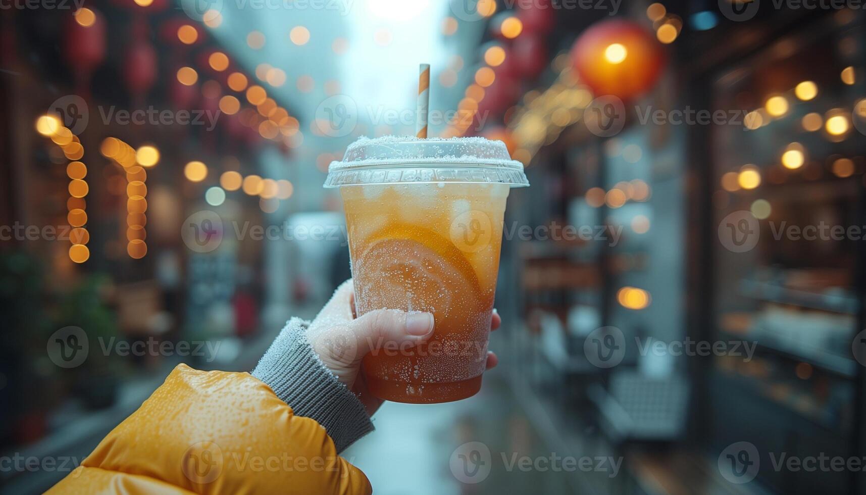 AI generated Visitor with Paper Drinking Straw photo