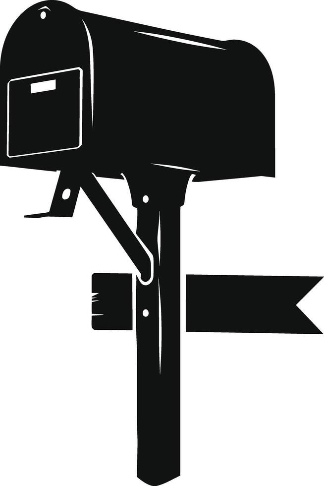 AI generated Silhouette mailbox black color only full vector