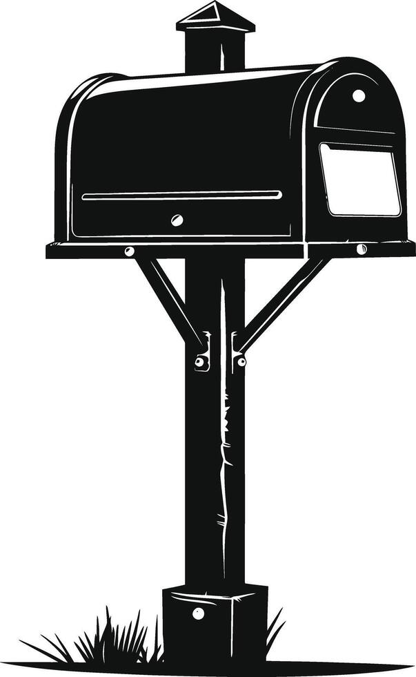 AI generated Silhouette mailbox black color only full vector