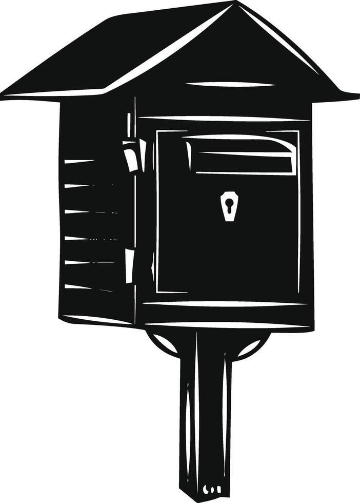 AI generated Silhouette mailbox black color only full vector