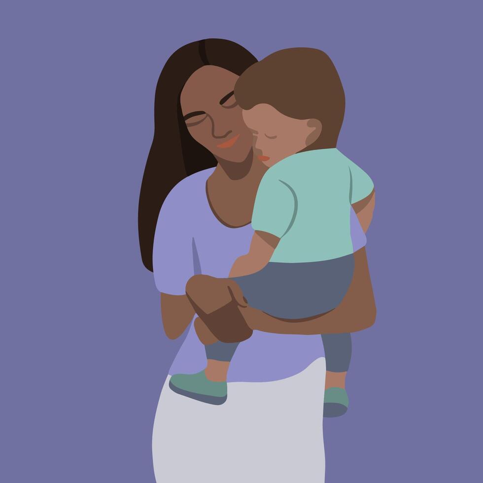 vector aislado ilustración de mamá con bebé. maternidad. el mujer sostiene el bebé en su brazos.