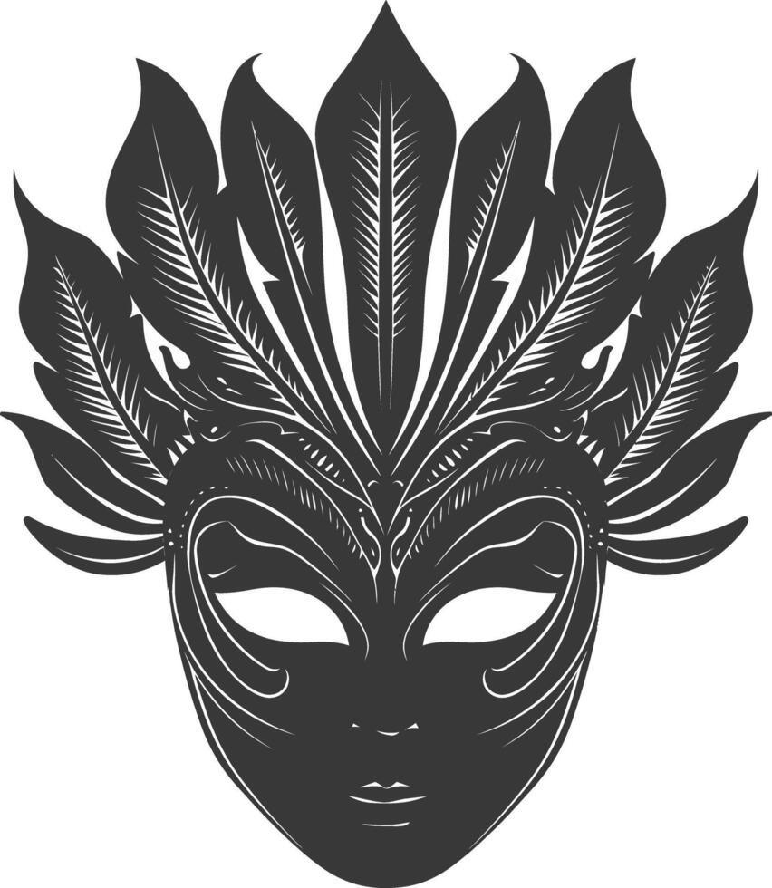 ai generado silueta máscara para el mascarada negro color solamente vector