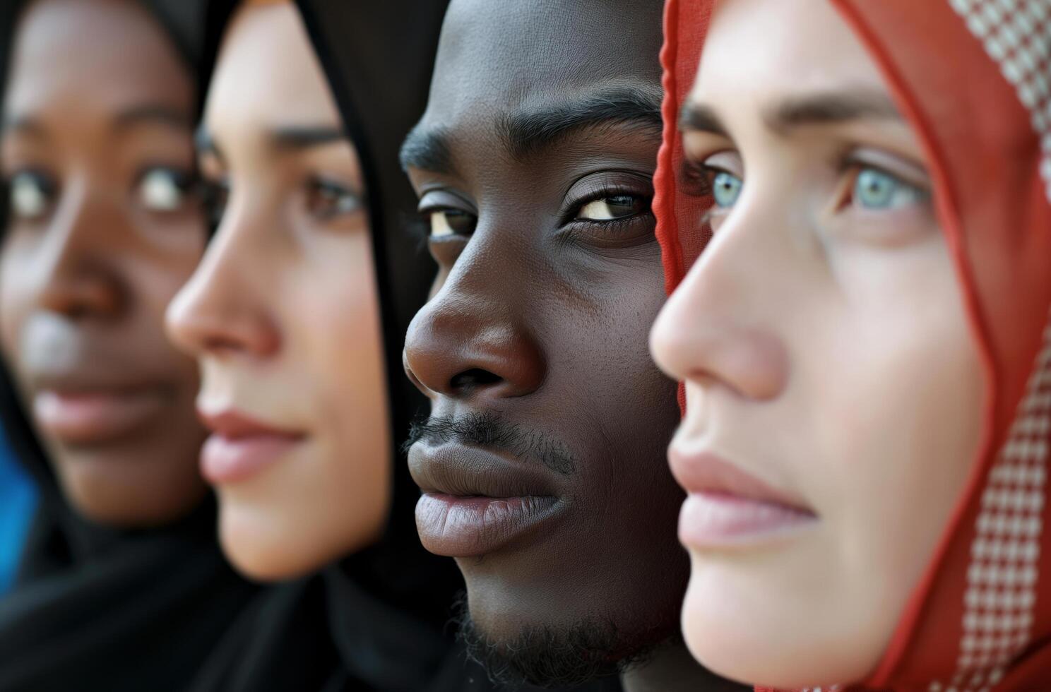 AI generated Multiracial profiles in sharp detail photo