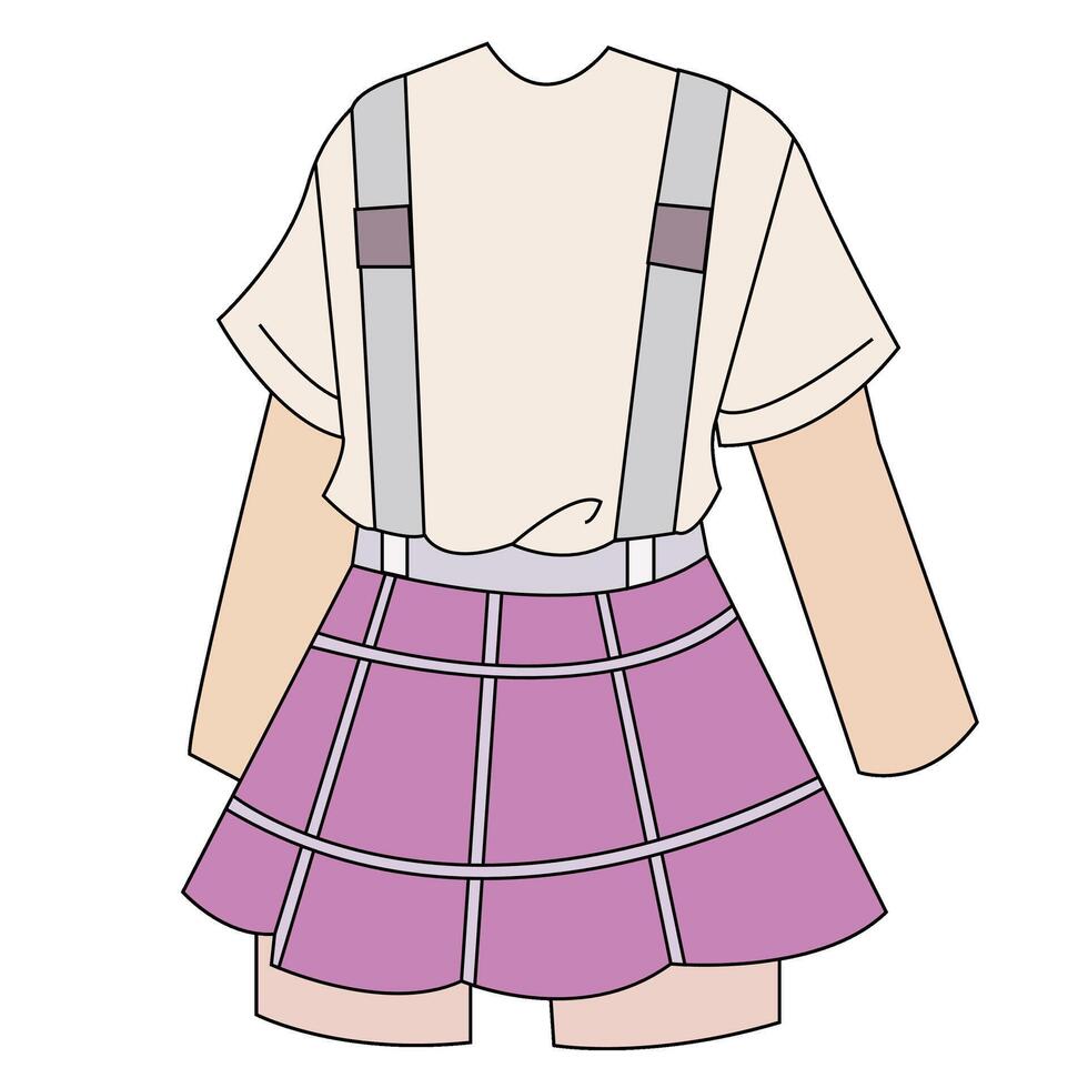 Clothes and accessories. Fashion female shirt and jacket, suit and skirt illustration vector