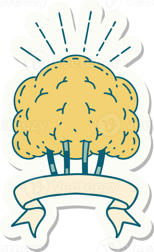 sticker of a tattoo style tree png