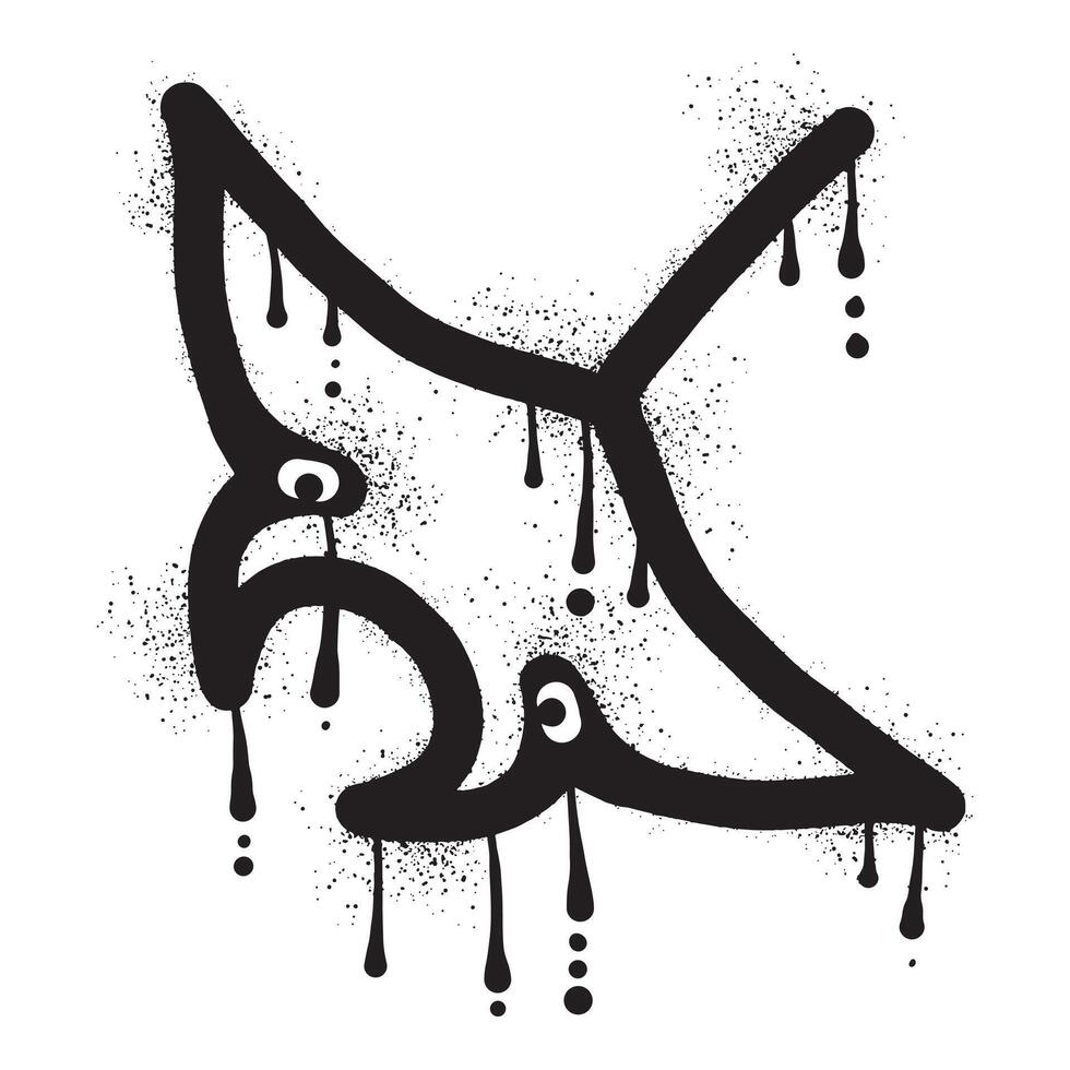 Stingray graffiti with black spray paint art vector