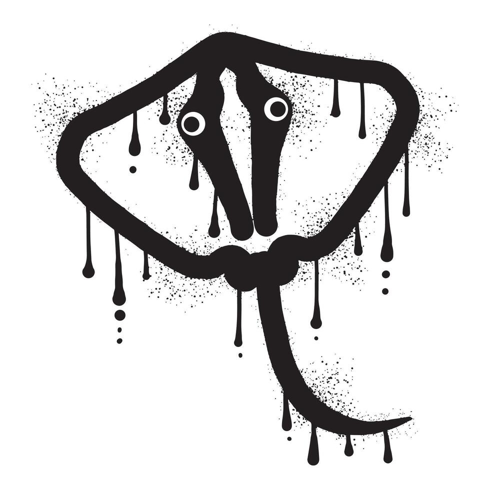Stingray graffiti with black spray paint art vector
