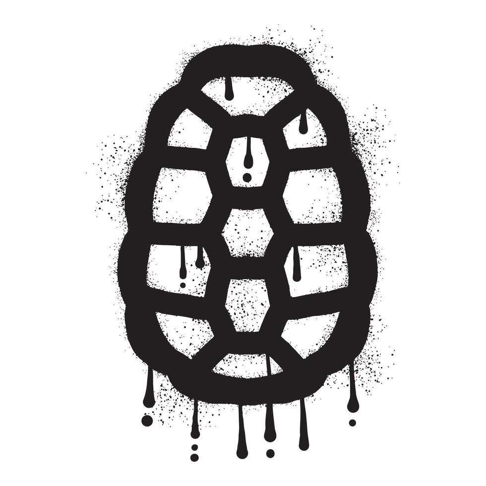 Turtle shell graffiti with black spray paint vector
