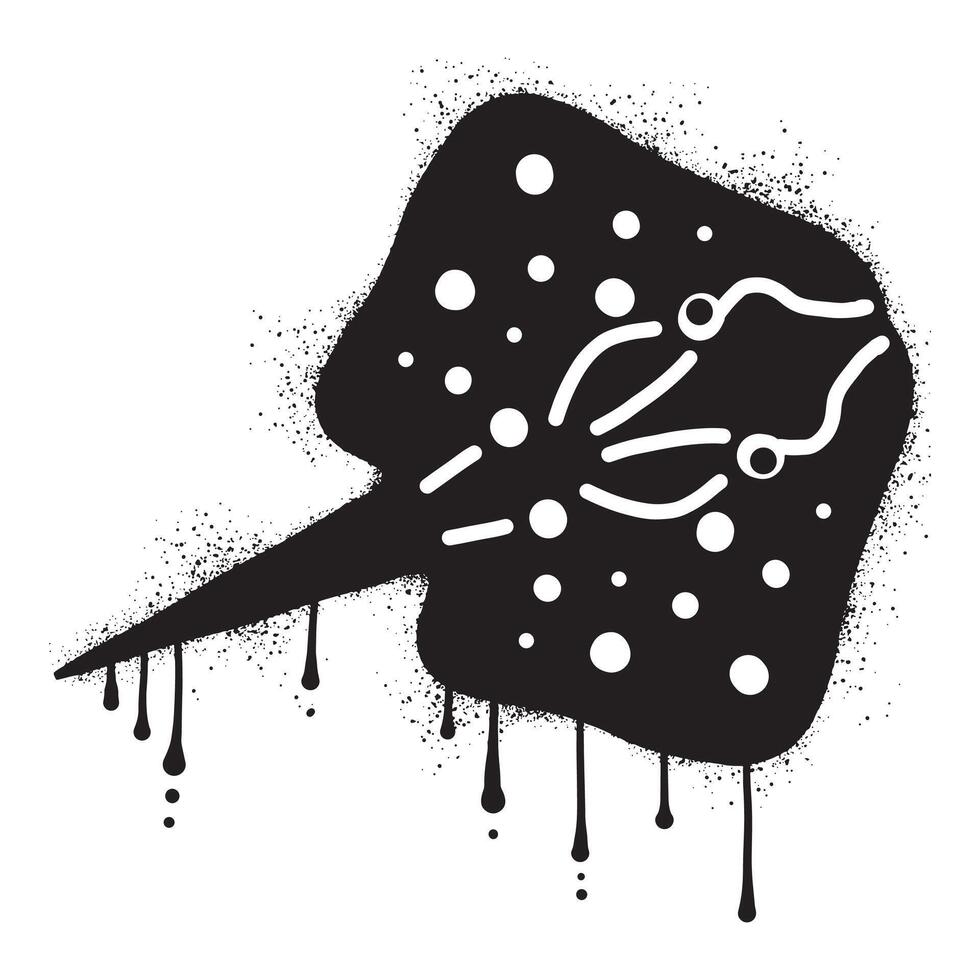 Stingray graffiti with black spray paint art vector