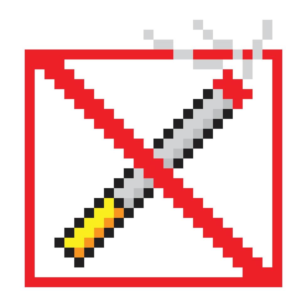 No smoking sign in pixel art style vector