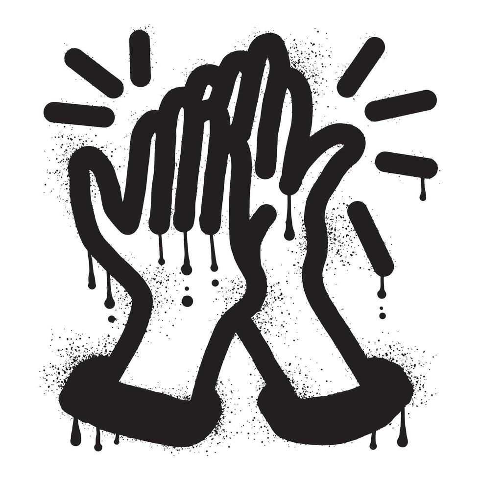 High five graffiti with black spray paint vector