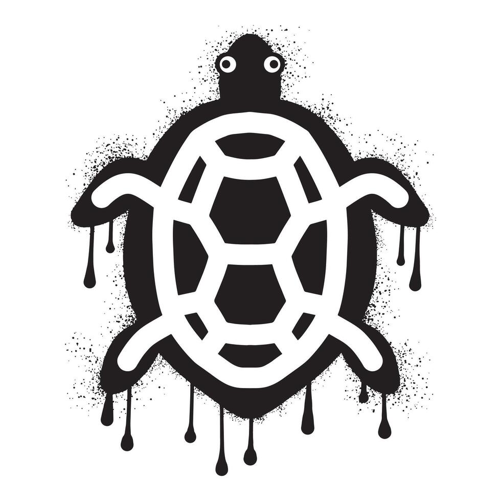 Turtle graffiti with black spray paint vector