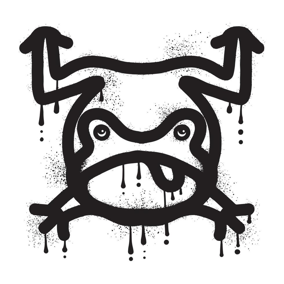 Frog jumping with black spray paint art vector