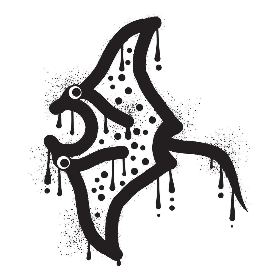 Stingray graffiti with black spray paint art vector