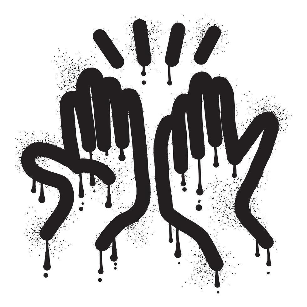 High five graffiti with black spray paint vector