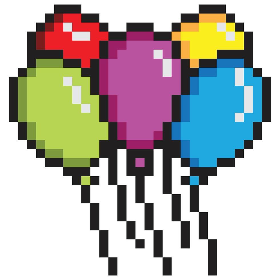 Balloon pixel art vector illustration