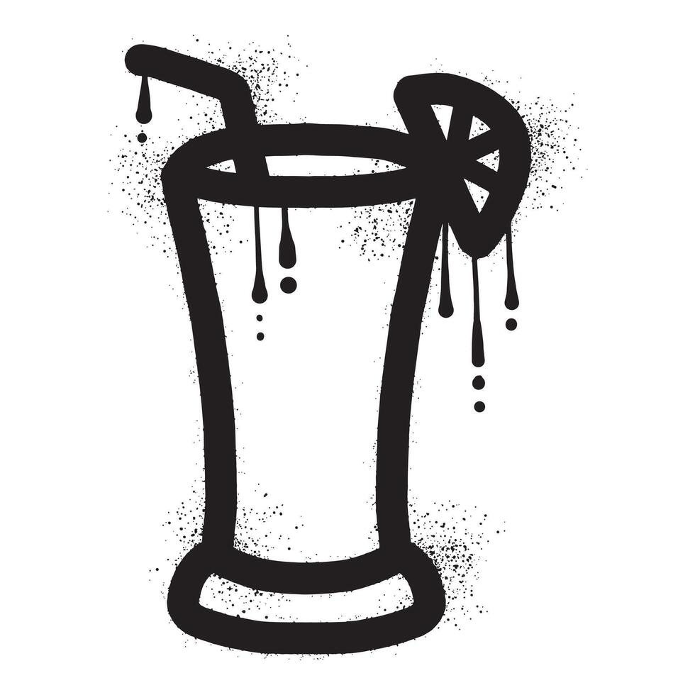 Cocktail glass with black spray paint art vector