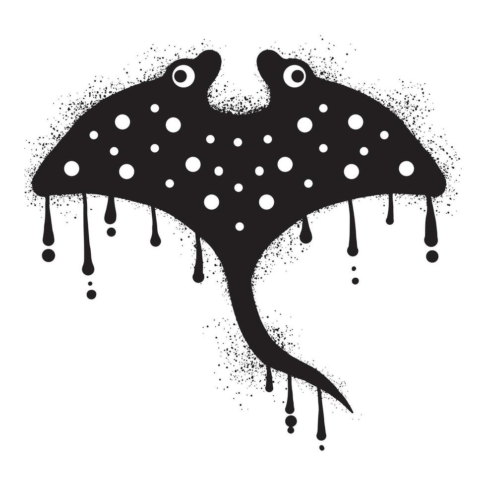 Stingray graffiti with black spray paint art vector