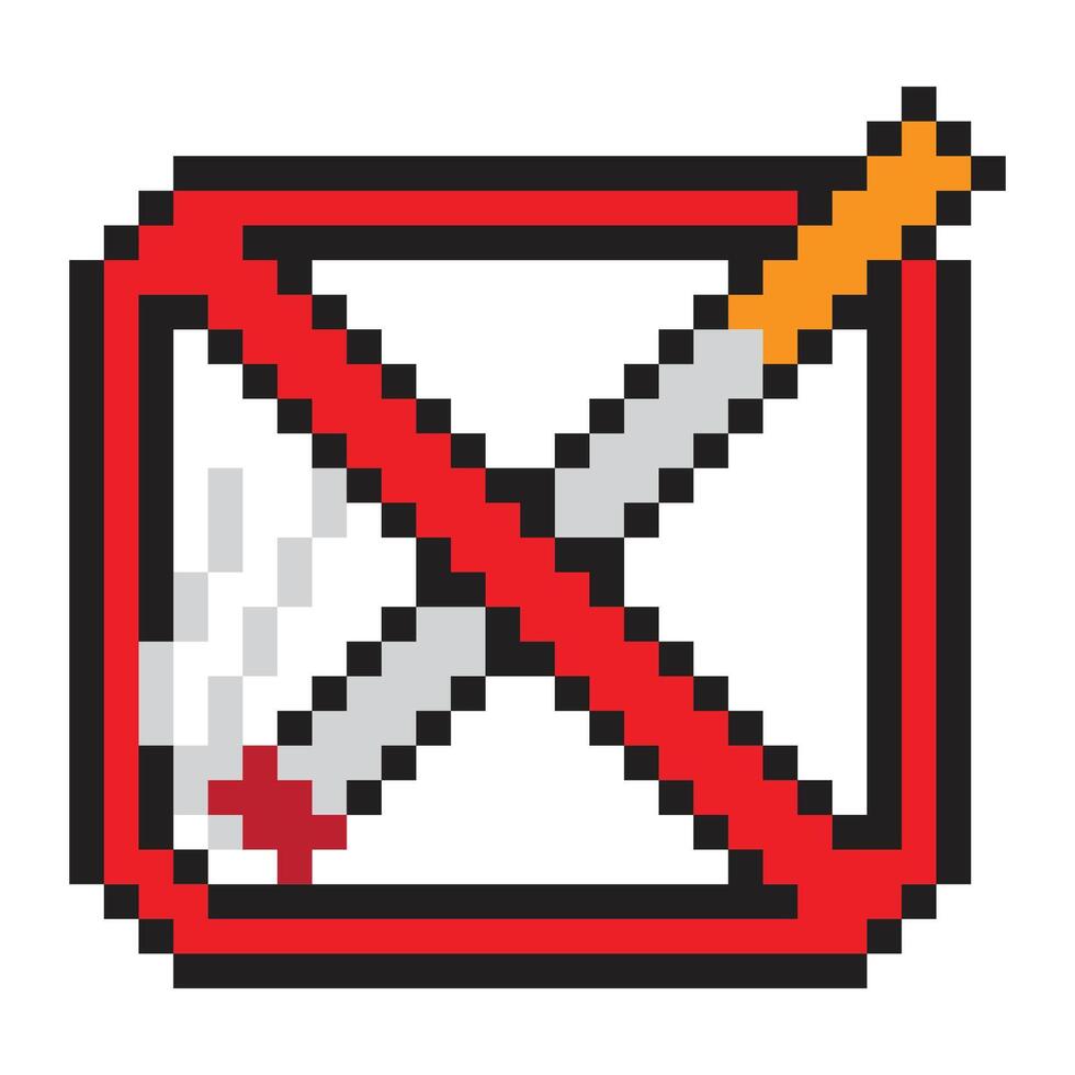 No smoking sign in pixel art style vector