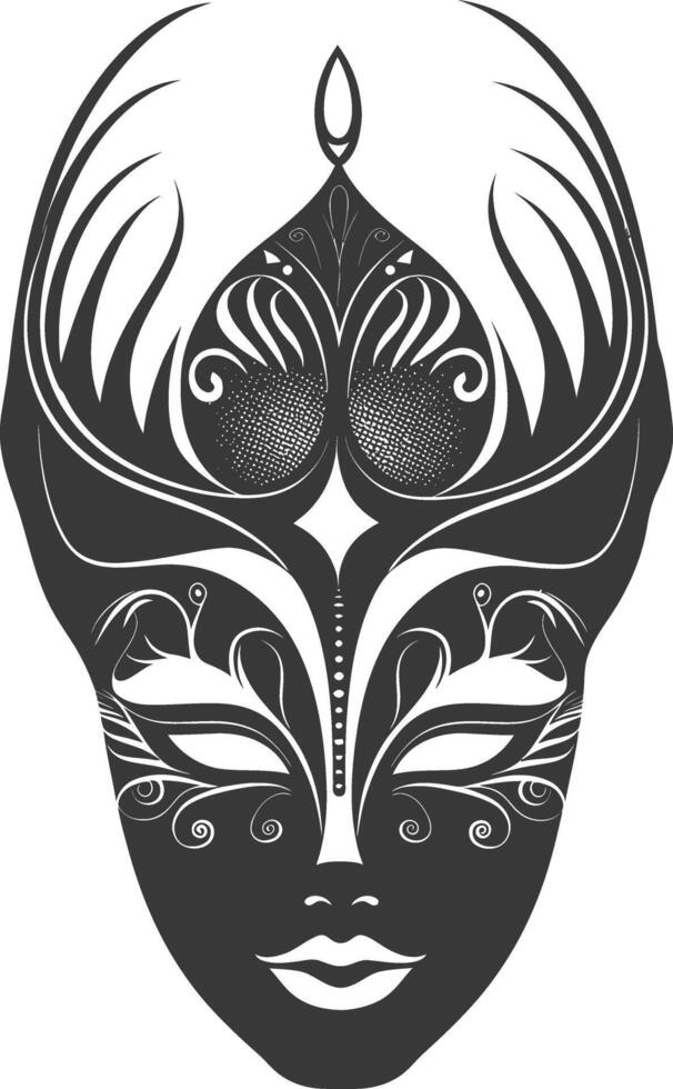AI generated Silhouette Mask for the masquerade black color only vector