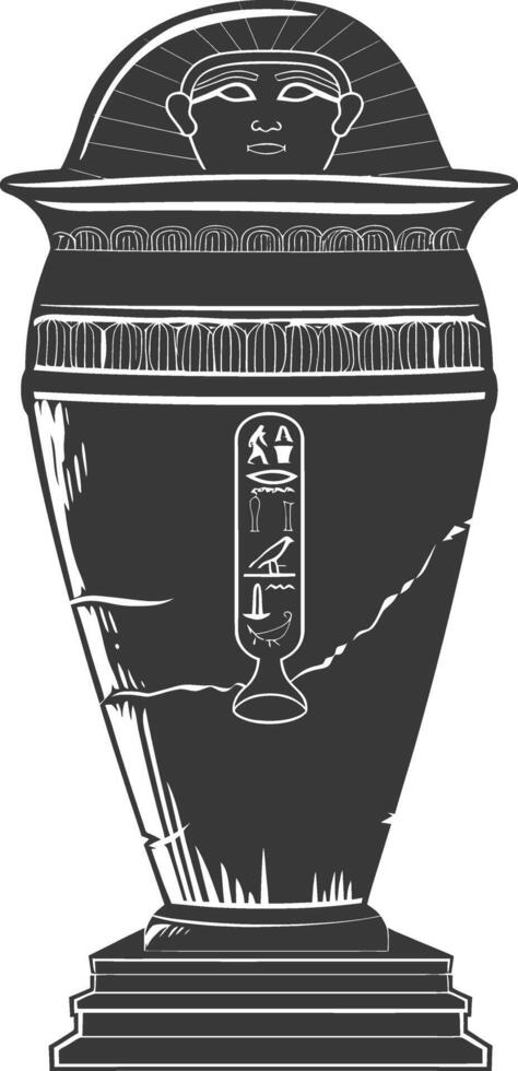 AI generated Silhouette ancient egypt sarcophagus black color only vector