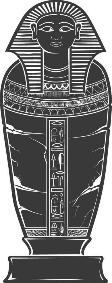 AI generated Silhouette ancient egypt sarcophagus black color only vector