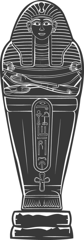 AI generated Silhouette ancient egypt sarcophagus black color only vector