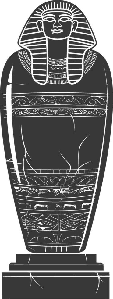 AI generated Silhouette ancient egypt sarcophagus black color only vector