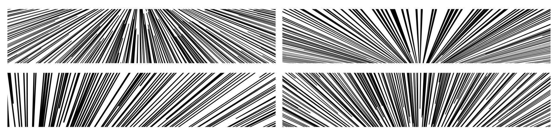 Comic book speed lines set isolated on background vector