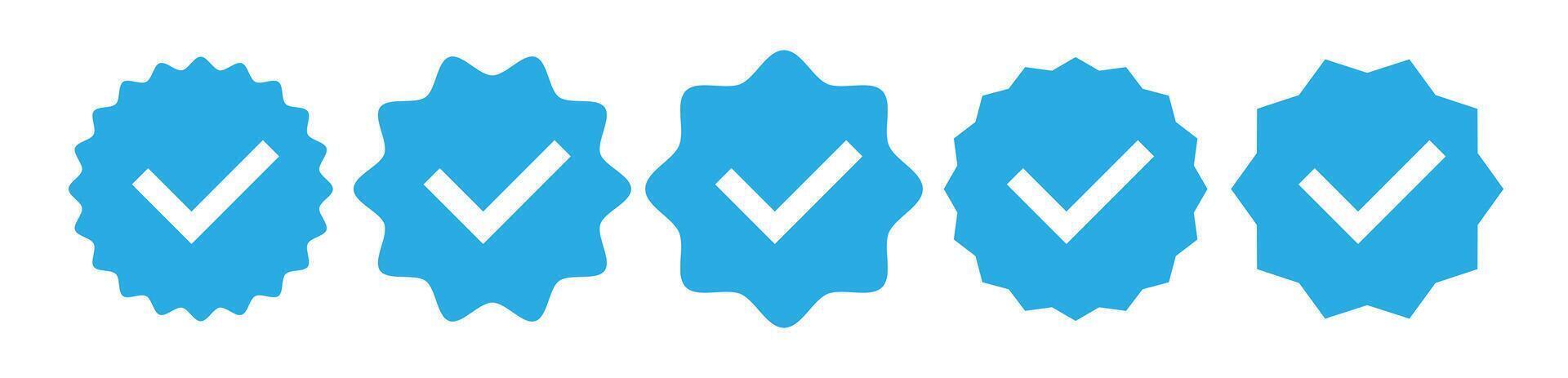 Verified badge vector blue color isolated on background