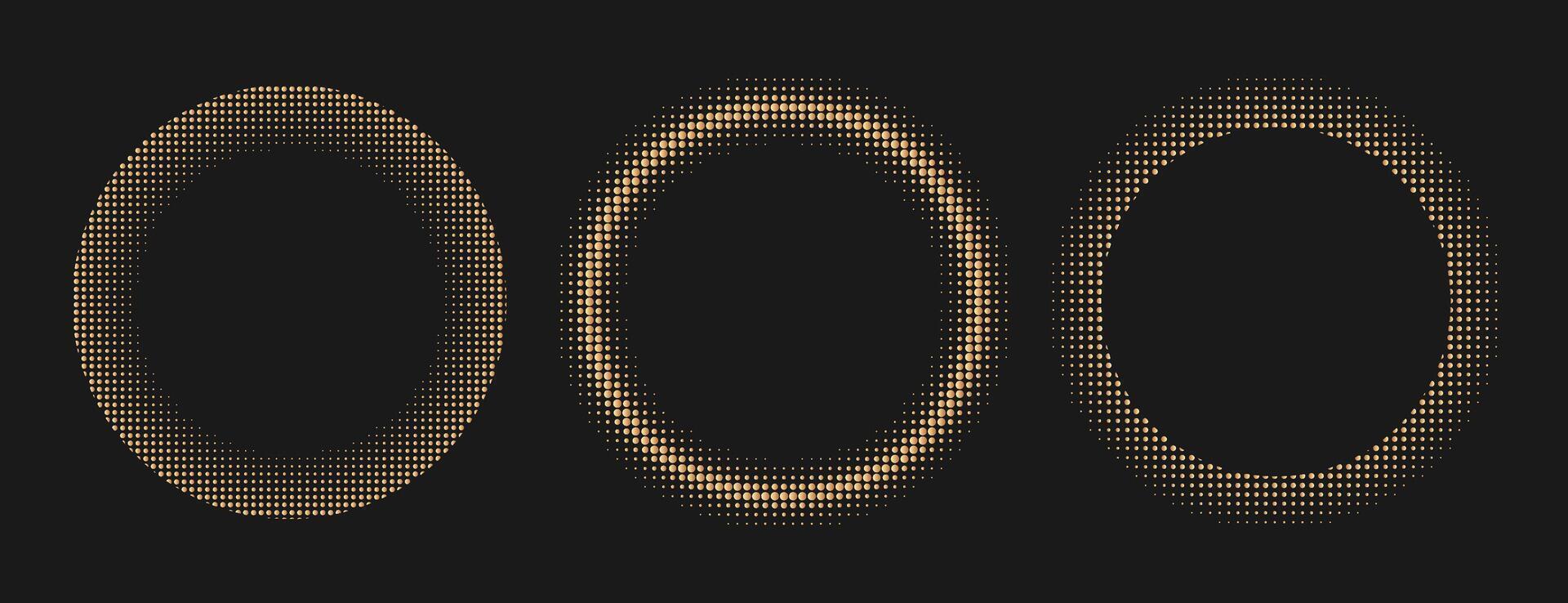 Halftone gold luxury style round frame set vector