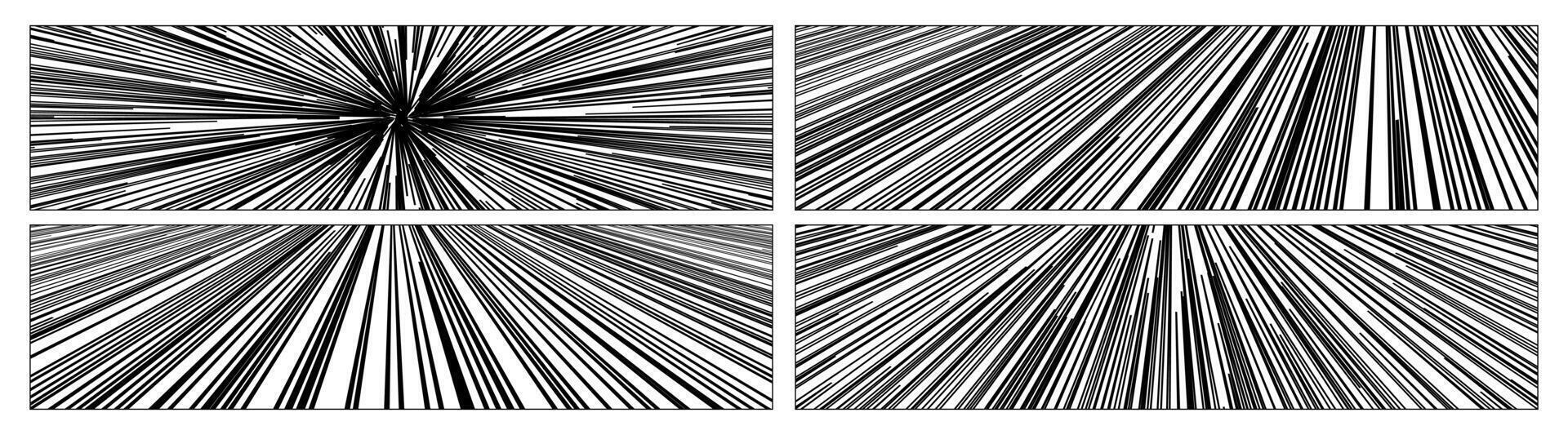 Comic book speed lines set isolated on background vector