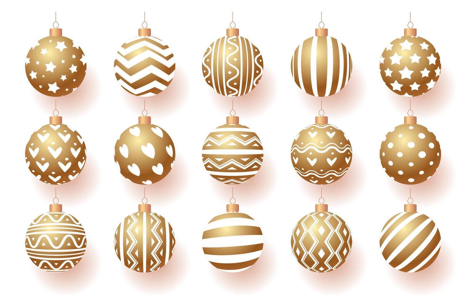 Navidad pelota vector conjunto oro color realista estilo