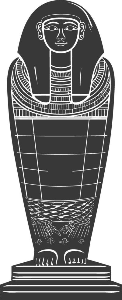 AI generated Silhouette ancient egypt sarcophagus black color only vector