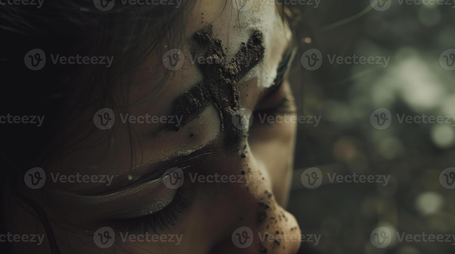 AI generated Close-Up of a Cross Symbol on a Child's Forehead in Ashes. photo