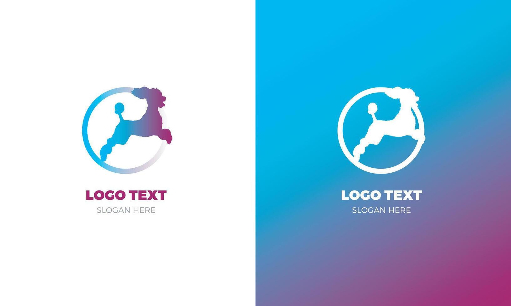 Poodle dog jumping abstract logo template vector